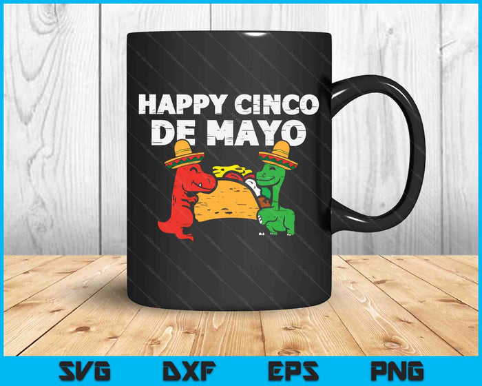 Kinderen gelukkig Cinco De Mayo Dinos Taco Mexicaanse kinderen peuter jongens SVG PNG digitale snijbestanden