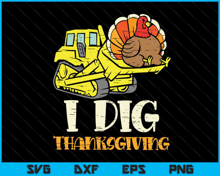 Kinderen Dig Thanksgiving Bulldozer SVG PNG digitale snijbestanden