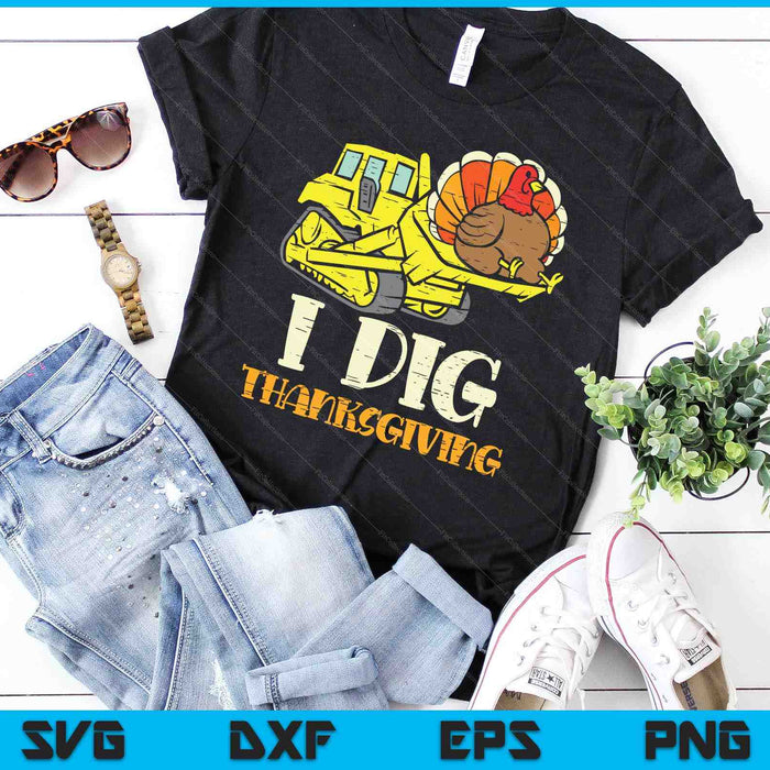 Kinderen Dig Thanksgiving Bulldozer SVG PNG digitale snijbestanden
