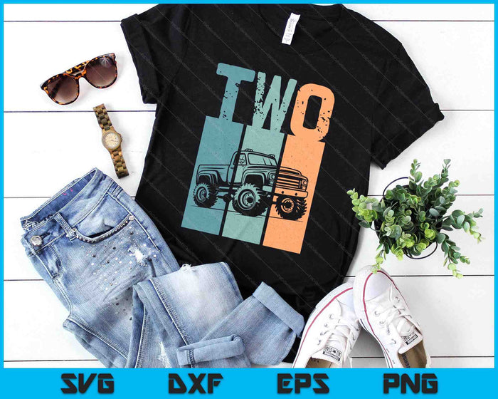 Kids I'm 2 This Is How I Roll Monster Truck 2nd Birthday SVG PNG Digital Cutting Files