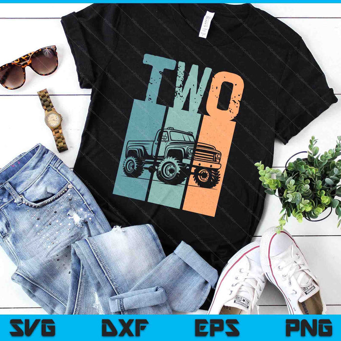 Kids I'm 2 This Is How I Roll Monster Truck 2nd Birthday SVG PNG Digital Cutting Files