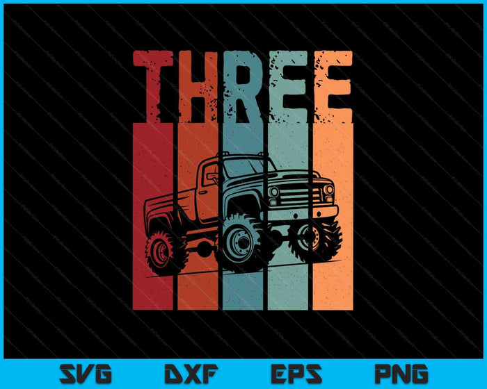 Kids I'm 3 This Is How I Roll Monster Truck 3rd Birthday SVG PNG Digital Cutting Files