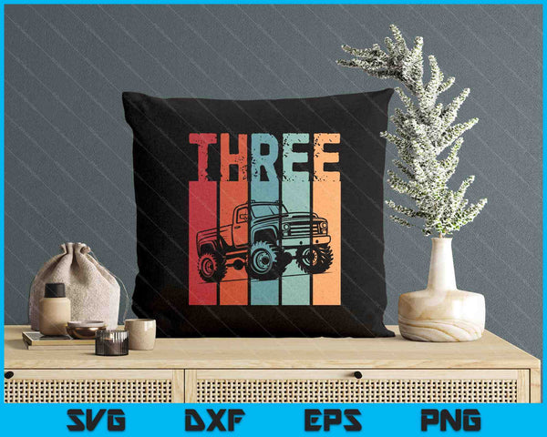 Kids I'm 3 This Is How I Roll Monster Truck 3rd Birthday SVG PNG Digital Cutting Files