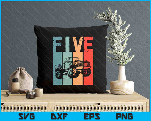 Kids I'm 5 This Is How I Roll Monster Truck 5th Birthday SVG PNG Digital Cutting Files