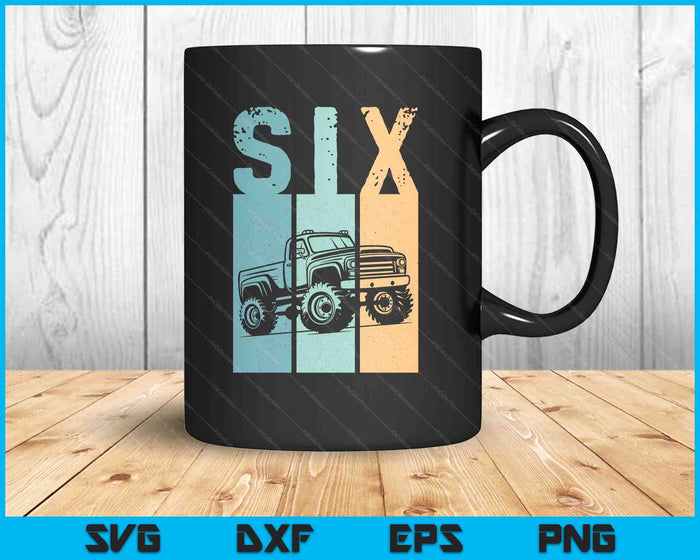 Kids I'm 6 This Is How I Roll Monster Truck 6th Birthday SVG PNG Digital Cutting Files
