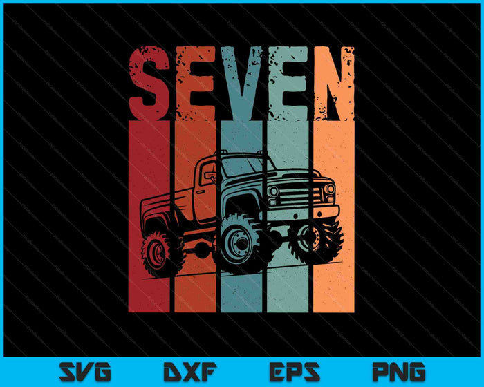 Kids I'm 7 This Is How I Roll Monster Truck 7th Birthday SVG PNG Digital Cutting Files