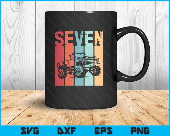 Kids I'm 7 This Is How I Roll Monster Truck 7th Birthday SVG PNG Digital Cutting Files