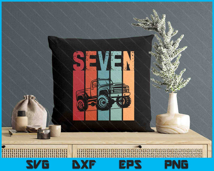 Kids I'm 7 This Is How I Roll Monster Truck 7th Birthday SVG PNG Digital Cutting Files