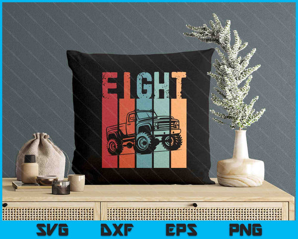 Kids I'm 8 This Is How I Roll Monster Truck 8th Birthday SVG PNG Digital Cutting Files