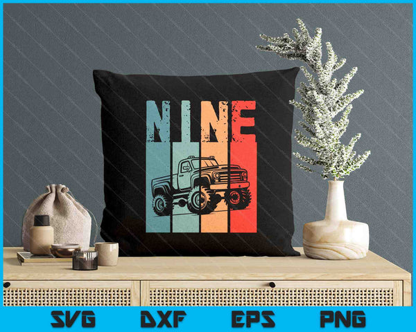 Kids I'm 9 This Is How I Roll Monster Truck 9th Birthday SVG PNG Digital Cutting Files
