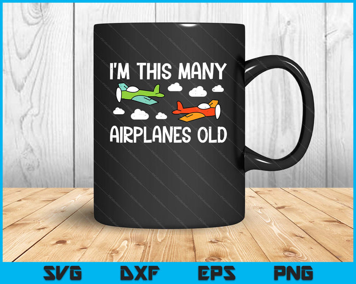 Kids Im This Many Years Old 2 Airplanes 2nd Birthday Boys Kids SVG PNG Digital Printable Files