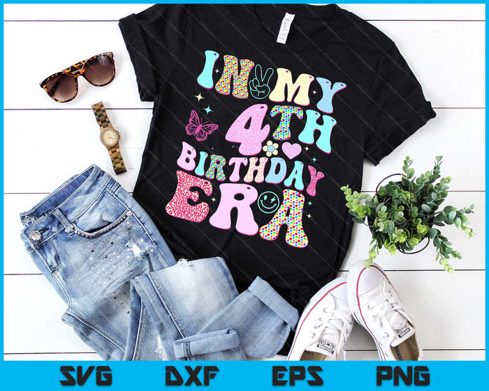 Kids In My 4th Birthday Era Girl Gifts Fourth Bday 4 Year Old SVG PNG Digital Printable Files