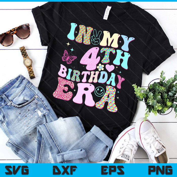 Kids In My 4th Birthday Era Girl Gifts Fourth Bday 4 Year Old SVG PNG Digital Printable Files