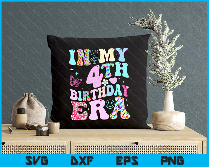 Kids In My 4th Birthday Era Girl Gifts Fourth Bday 4 Year Old SVG PNG Digital Printable Files