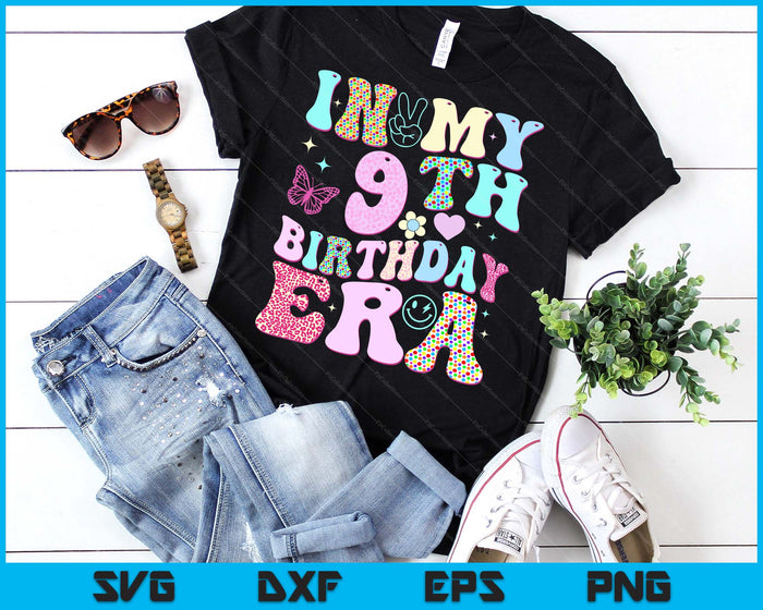 Kids In My 9th Birthday Era Girl Gifts Ninth Bday 9 Year Old SVG PNG Digital Printable Files