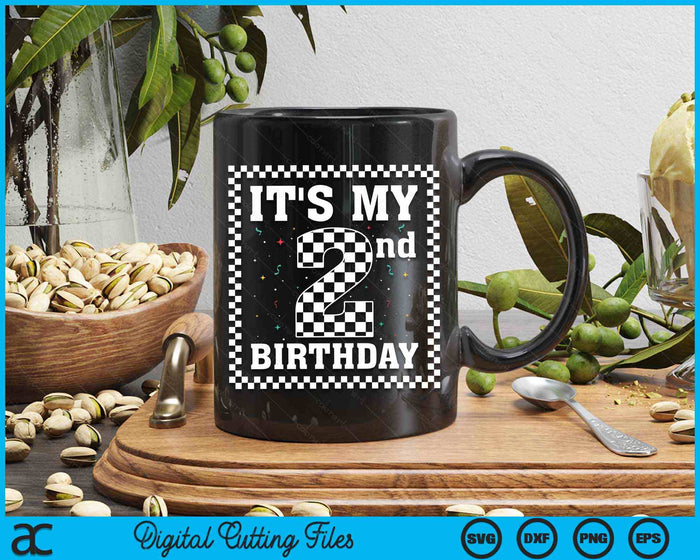 Kids It's My 2nd Birthday Boy 2 Two Racing Car Flag Race Car SVG PNG Digital Cutting File