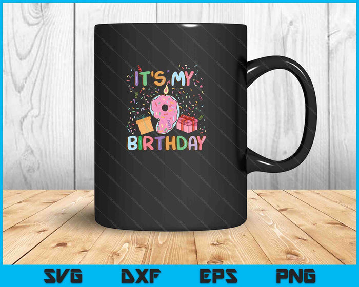 Es mi noveno cumpleaños pastel Donut SVG PNG cortando archivos imprimibles