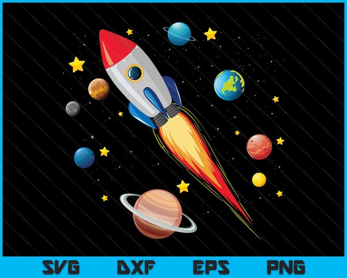 Kids Just Planets Spaceship In Space Solar System For Kids SVG PNG Digital Cutting Files