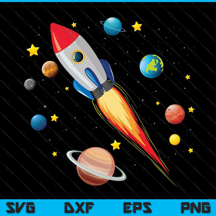 Kids just planets spaceship in space solar system for Kids SVG cut file