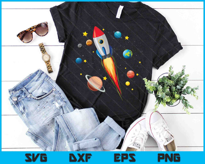 Kids Just Planets Spaceship In Space Solar System For Kids SVG PNG Digital Cutting Files