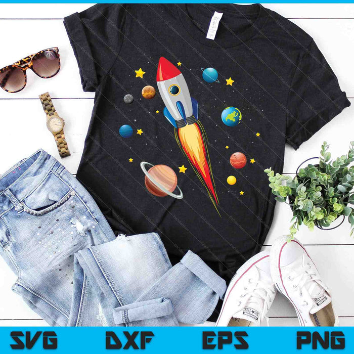 Kids Just Planets Spaceship In Space Solar System For Kids SVG PNG Digital Cutting Files