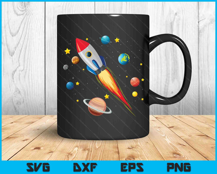 Kids Just Planets Spaceship In Space Solar System For Kids SVG PNG Digital Cutting Files