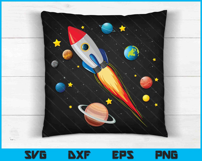 Kids Just Planets Spaceship In Space Solar System For Kids SVG PNG Digital Cutting Files