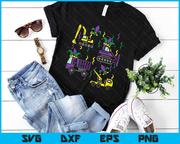 Kids Mardi Gras Construction Truck Cute Vehicle SVG PNG Digital Printable Files