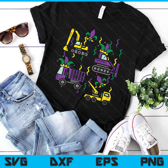 Kids Mardi Gras Construction Truck Cute Vehicle SVG PNG Digital Printable Files