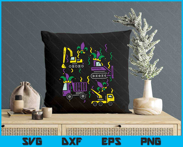 Kids Mardi Gras Construction Truck Cute Vehicle SVG PNG Digital Printable Files