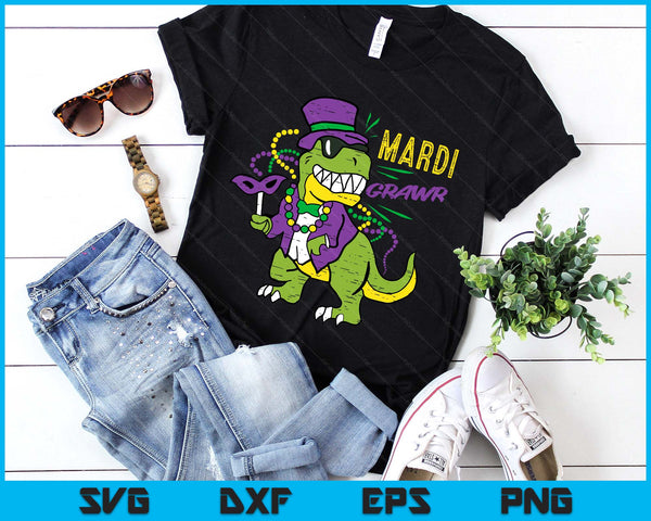 Kids Mardi Gras Dino T-Rex Costume Grawr Cool SVG PNG Digital Printable Files