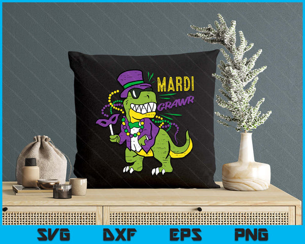 Kids Mardi Gras Dino T-Rex Costume Grawr Cool SVG PNG Digital Printable Files