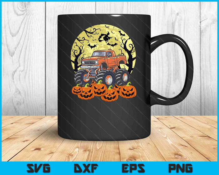 Kids Monster Truck Halloween Jack O Lantern Moon Pumpkin Toddler SVG PNG Digital Cutting Files