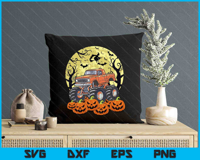 Kids Monster Truck Halloween Jack O Lantern Moon Pumpkin Toddler SVG PNG Digital Cutting Files