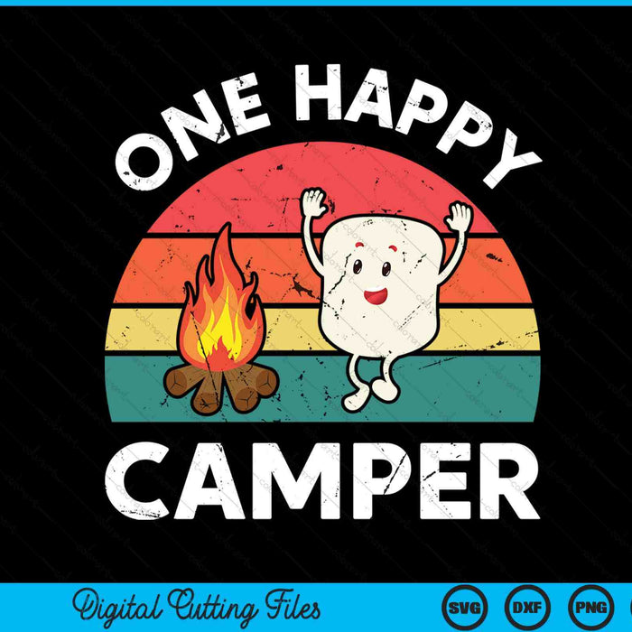 Kids One Happy Camper Baby Toddler Girl Cute Marshmallow Camping SVG PNG Digital Cutting File