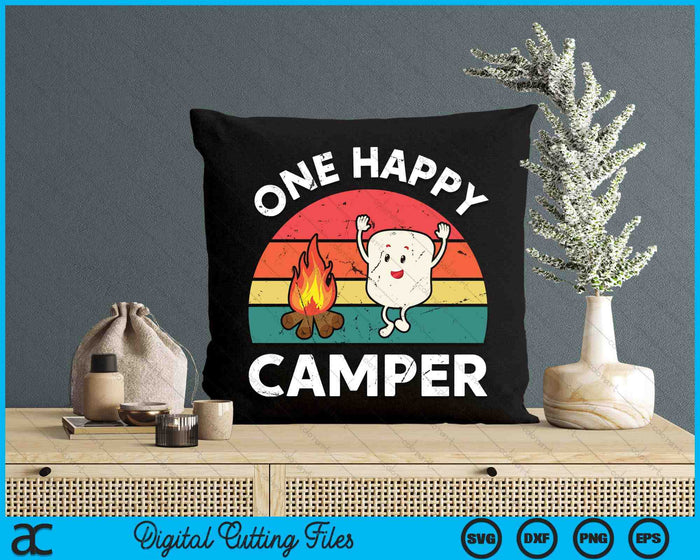 Kids One Happy Camper Baby Toddler Girl Cute Marshmallow Camping SVG PNG Digital Cutting File