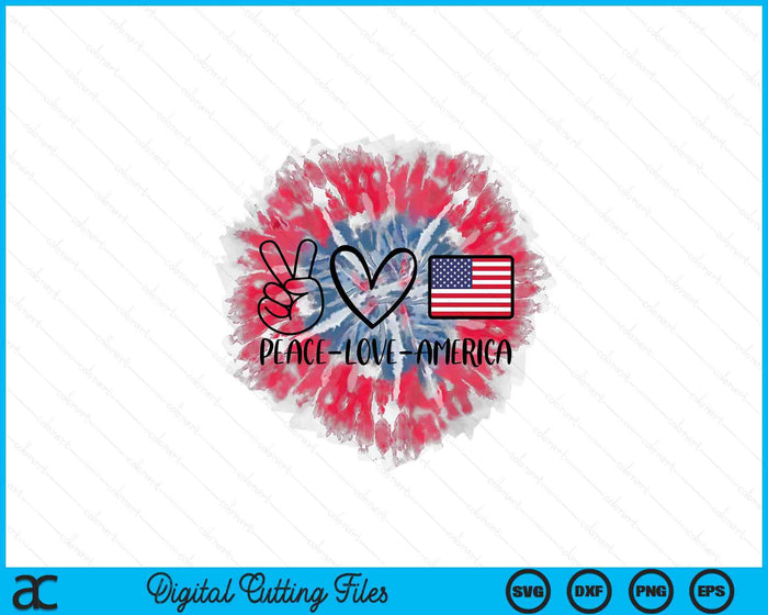 Kids Peace Love America Tie Dye 4th of July Patriotic for Girls SVG PNG Digital Cutting Files