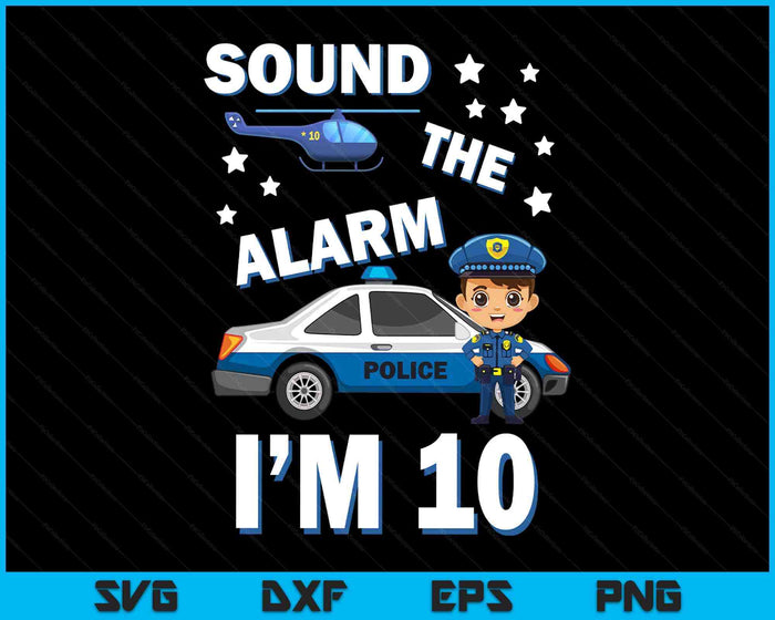 Kids Police Car 10th Birthday Party Kids Police Boys SVG PNG Digital Printable Files