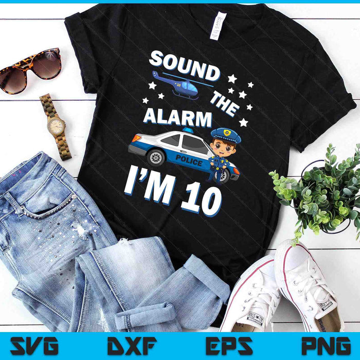 Kids Police Car 10th Birthday Party Kids Police Boys SVG PNG Digital Printable Files