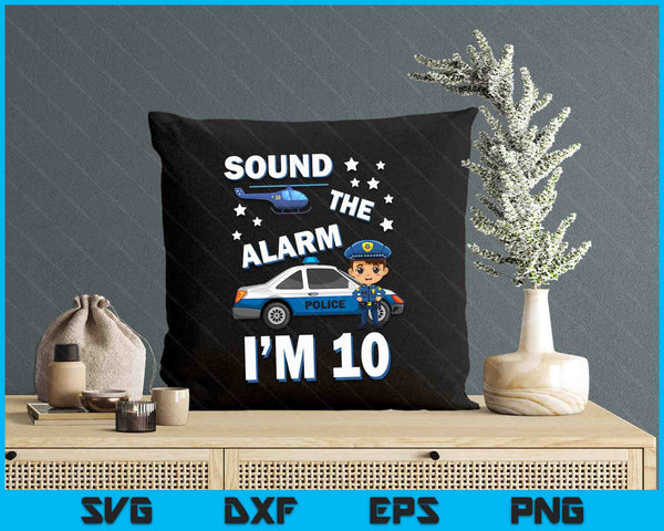 Kids Police Car 10th Birthday Party Kids Police Boys SVG PNG Digital Printable Files