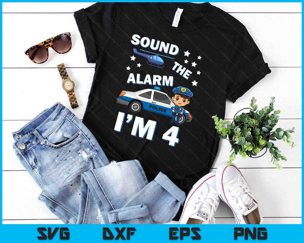 Kids Police Car 4th Birthday Party Kids Police Boys SVG PNG Digital Printable Files