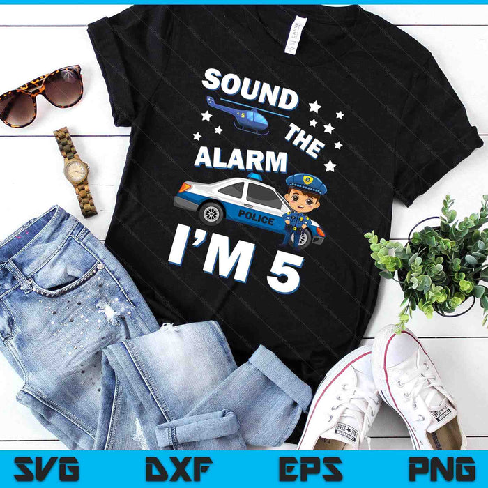 Kids Police Car 5th Birthday Party Kids Police Boys SVG PNG Digital Printable Files