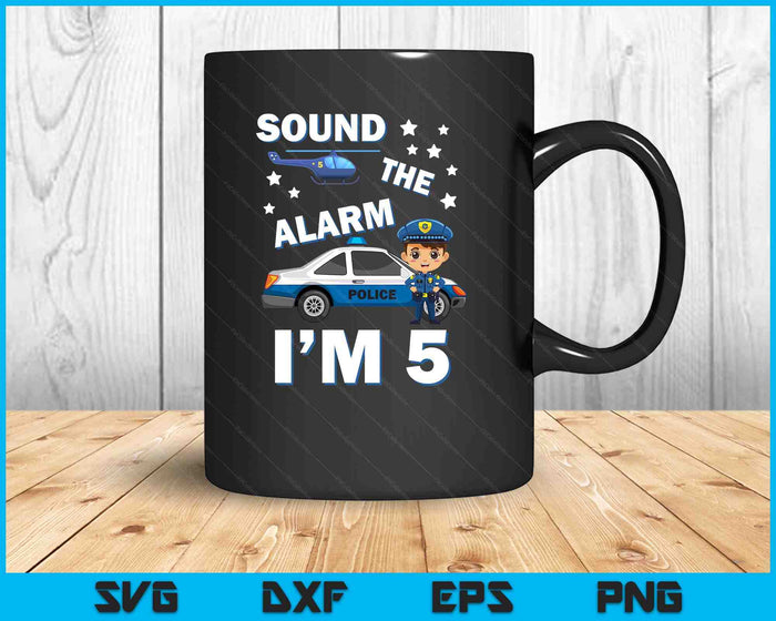 Kids Police Car 5th Birthday Party Kids Police Boys SVG PNG Digital Printable Files