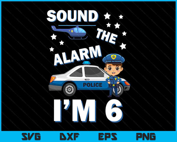 Kids police car 6th birthday party boys SVG cut file