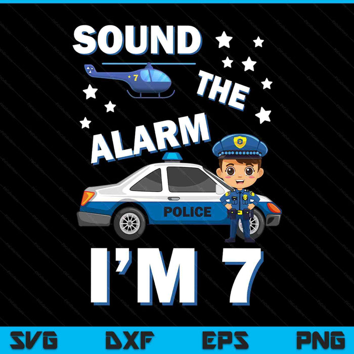 Kids police car 7th birthday party boys SVG cut file
