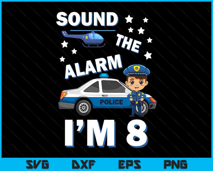 Kids Police Car 8th Birthday Party Kids Police Boys SVG PNG Digital Printable Files