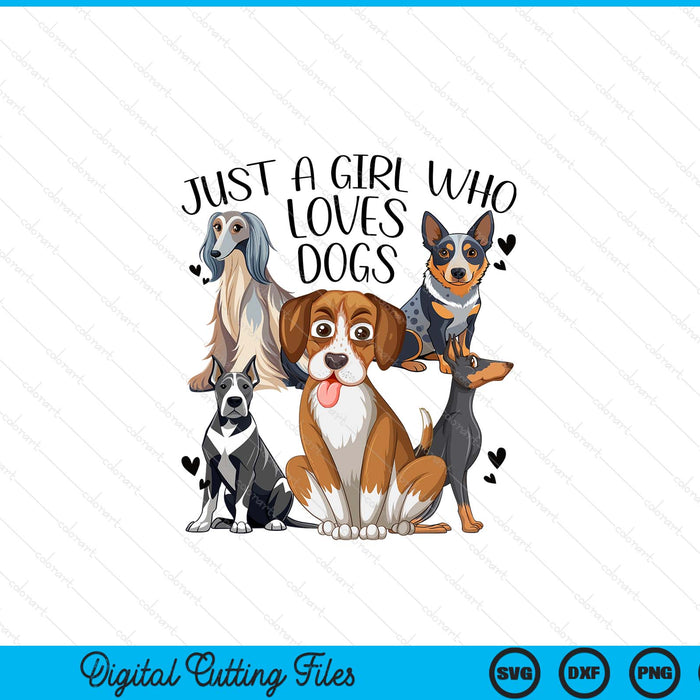 Kids Puppy Dog Lover Just A Girl Who Loves Dogs SVG PNG Digital Cutting File