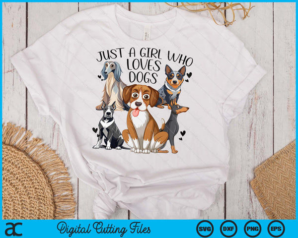 Kids Puppy Dog Lover Just A Girl Who Loves Dogs SVG PNG Digital Cutting File - on a t-shirt