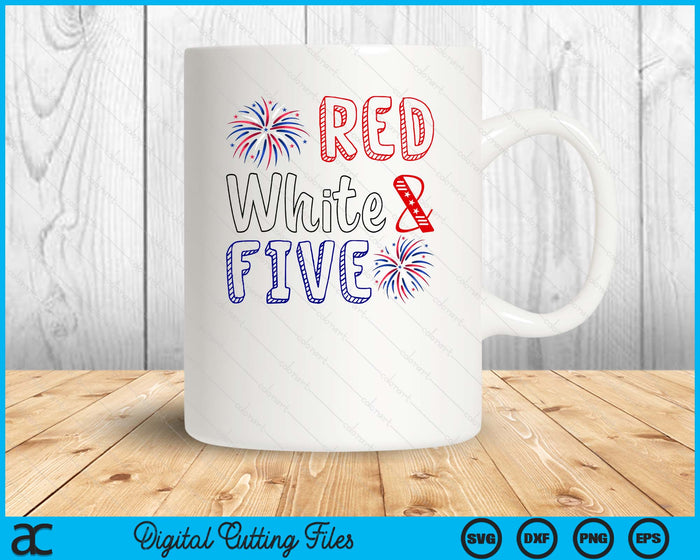 Kids Red White & Five 5th Birthday 4th Of July Independence Day SVG PNG Digital Cutting File