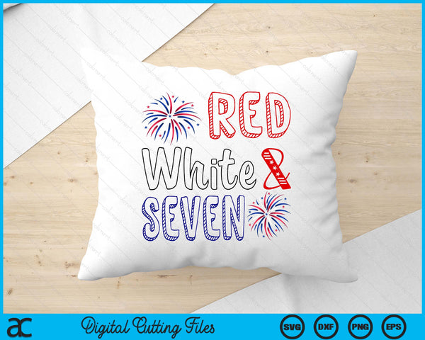 Kids Red White & Seven 7th Birthday 4th Of July Independence Day SVG PNG Digital Cutting File